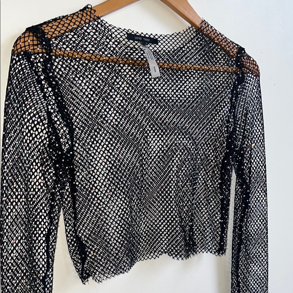 Black mesh studded Crop Blouse